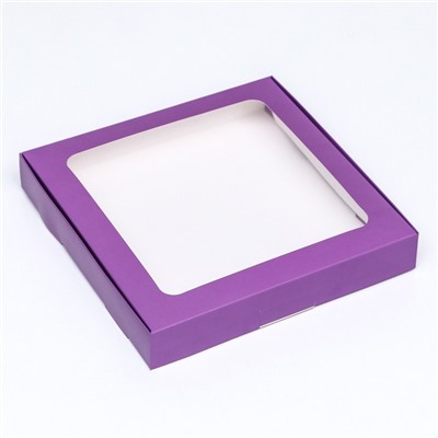 Коробка самосборная с окном, сиреневый, 19 х 19 х 3 см