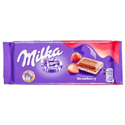 Молочный шоколад Milka STRAWBERRY с кусочками клубники 100гр