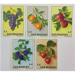 Набор негашеных почтовых марок Сан-Марино, 1963 год, Фрукты