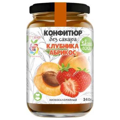 Низкокалорийный Конфитюр КЛУБНИКА + АБРИКОС / без сахара / 340 г / IT'S YOURS