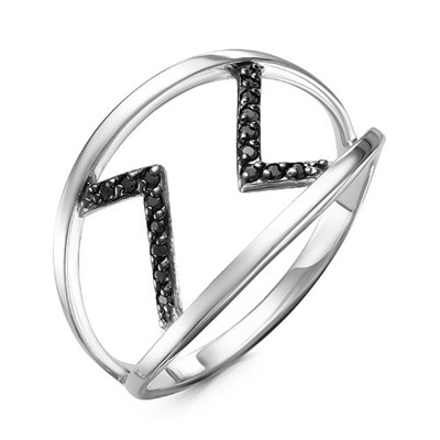 Серебряное кольцо с черными фианитами - 672