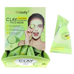 Маска для лица с экстрактом огурца в треугольниках Kiss Beauty Cucumber Clay Nourishing Face Mask 1шт 4 ml