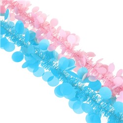 СНОУ БУМ Мишура формовая, кружки, матовая, ПВХ, 9х200см, 2 цвета макарони (розовый, голубой)