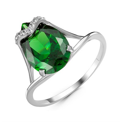 Серебряное кольцо с фианитом зеленого цвета 155