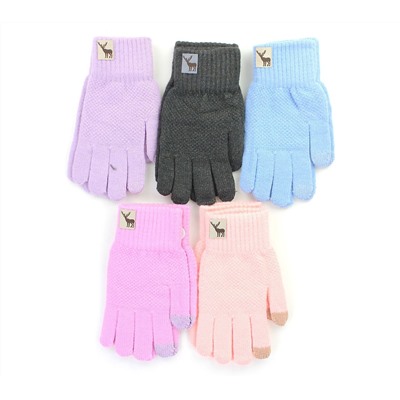 Подростковые перчатки Виктория 676 с начёсом сенсорные "touch gloves" 19 см.