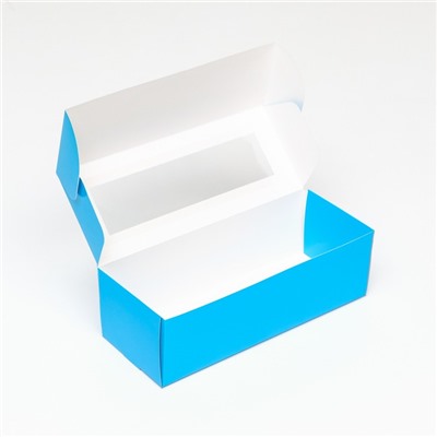 Коробка складная с окном под рулет, голубая, 26 х 10 х 8 см