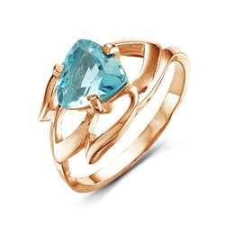 Позолоченное кольцо с голубым фианитом - 450 - п