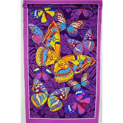 Полотенце вафельное пляжное 80х150 см, Бабочки (фиолетовый)