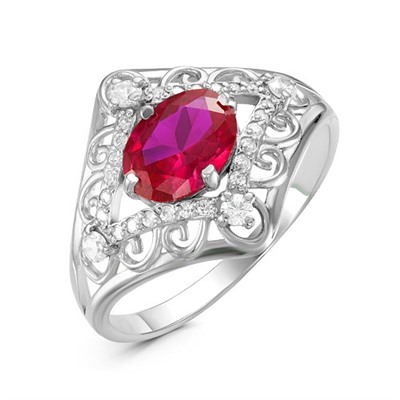 Серебряное кольцо с фианитом цвета рубин 094