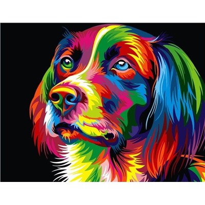 Картина по номерам 40х50 - Радужный пёс