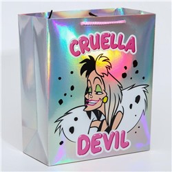 Пакет голография горизонтальный "Cruella Devil", Disney, 25 х 21 х 10 см