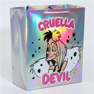 Пакет голография горизонтальный "Cruella Devil", Disney, 25 х 21 х 10 см