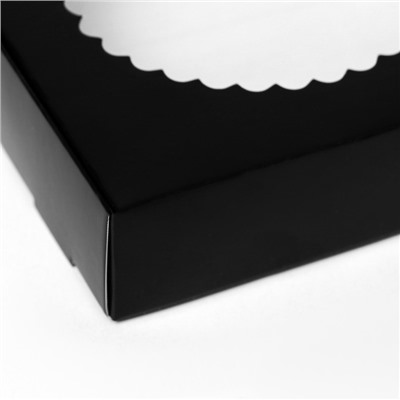 Подарочная коробка сборная с окном, 11,5 х 11,5 х 3 см, чёрный