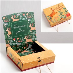 Коробка складная двухсторонняя «Новогодняя ботаника», 20 × 18 × 5 см
