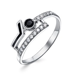Серебряное кольцо с черными фианитами - 1300