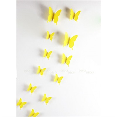 Наклейки на стену Бабочки желтый 3D