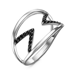 Серебряное кольцо с черными фианитами - 627