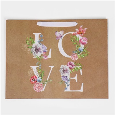 Пакет крафтовый горизонтальный «LOVE», L 31 × 40 × 11,5 см