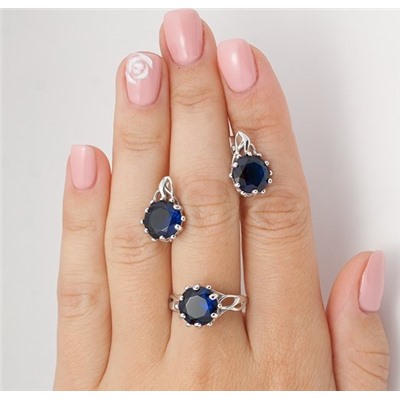 Серебряное кольцо с синим фианитом 546