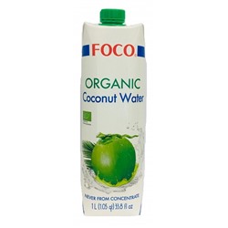 Вода кокосовая без сахара органическая Organic Coconut Water FOCO 1 л. TetraPak
