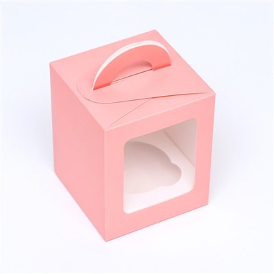 Упаковка под один капкейк, розовая, 9,2 х 9,2 х 11,1 см