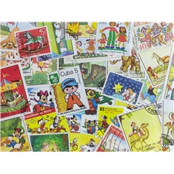 Набор различных марок, Мультфильмы, сказки и рисунки (30 шт.)