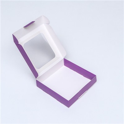 Коробка самосборная с окном сиреневая, 13 х 13 х 3 см