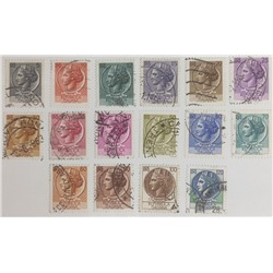 Набор гашеных марок, Италия, 1953-1977 год, Сиракузская монета