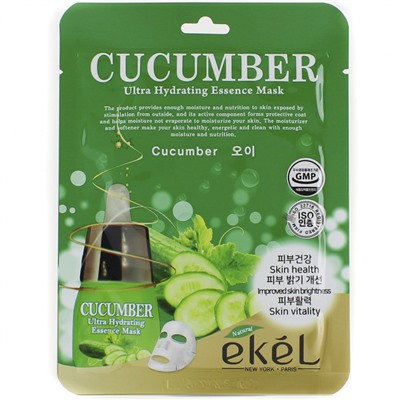 Тканевая маска для лица с экстрактом огурца Ekel Ultra Hydrating Essence Mask Cucumber, 25 ml