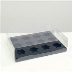 Коробка на 12 капкейков, черная, 34,7 × 26,3 × 10 см
