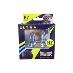 Автолампа H7 ULTRA White Vision +150% 12v 55w Px26d  "Маяк "(комплект 2шт)