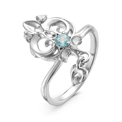 Серебряное кольцо с голубыми фианитами - 631