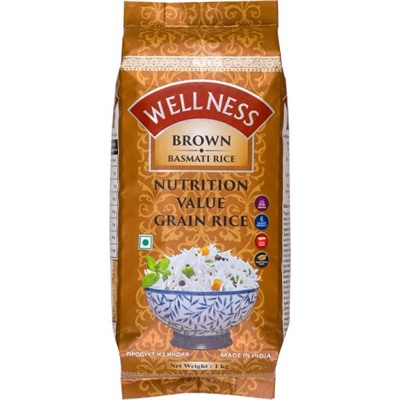 Рис басмати коричневый Brown Basmati Rice Wellness 1 кг.