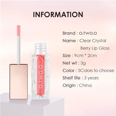 Блеск для губ O.TWO.O Clear Crystal Berry Lip Gloss глянцевый № 1 3 g