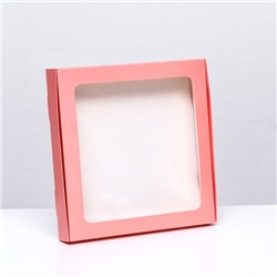 Коробка самосборная с окном розовая, 21 х 21 х 3 см