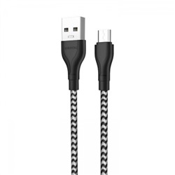 Кабель USB 2.0 Am=>micro B - 1.0 м, нейлон, черный/белый, Borofone BX39