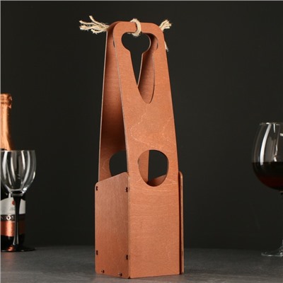 Короб подарочный деревянный "Шампанское", 37,5х9,6х9,3 см, коричневый