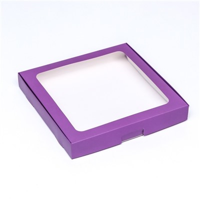 Коробка самосборная с окном сиреневая,  21 х 21 х 3 см