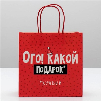 Пакет подарочный «Ого! Какой подарок», 22 × 22 × 11 см