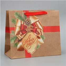 Пакет крафтовый горизонтальный «Подарок в Новый год», ML 27 × 23 × 11.5 см