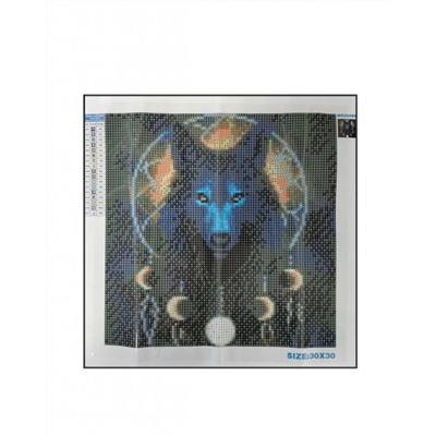 Алмазная мозаика картина стразами Ловец снов с волком, 30х30 см