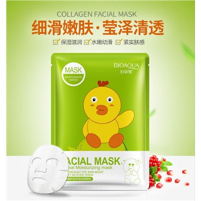 Тканевая маска для лица с экстрактом граната Bioaqua Facial Mask Animal Moisturizing Mask (Цыпленок) 30g