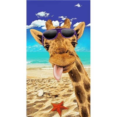 Полотенце вафельное пляжное 77х150 см Жираф