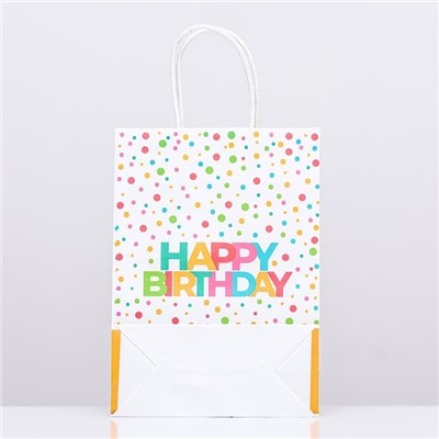 Пакет крафт "С днем рождения!", 18 х 8 х 25 см