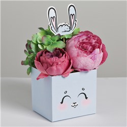 Коробка для цветов с топперами «Зайчик», 10 х 10 х 12 см