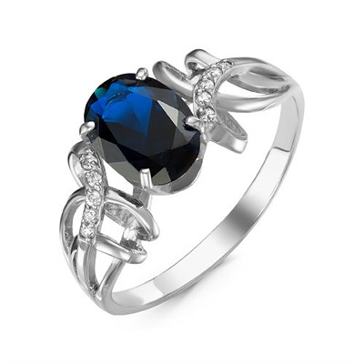 Серебряное кольцо с фианитом синего цвета 288