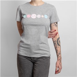 Женская футболка с принтом - серая, размер XL